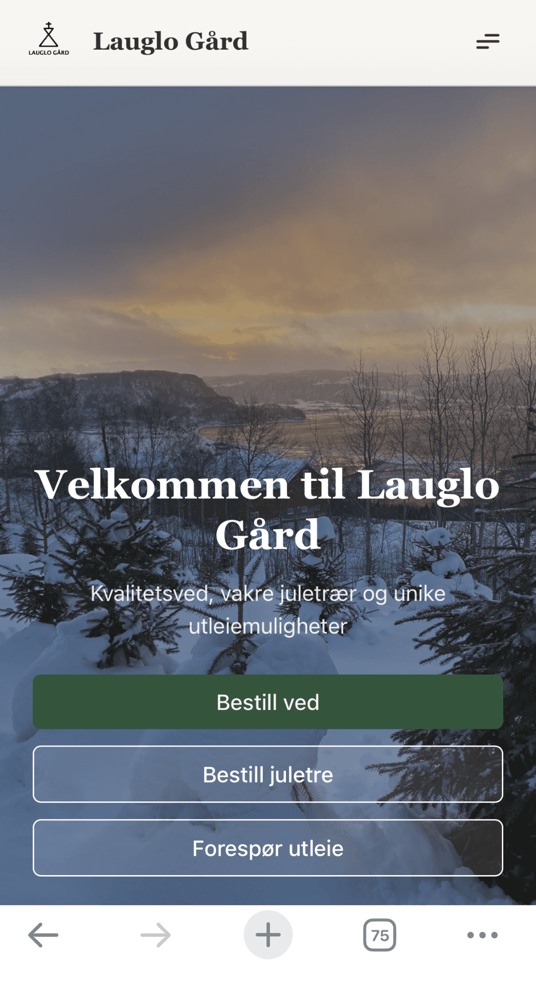 Den nye nettsiden til Lauglo Gård (etter)